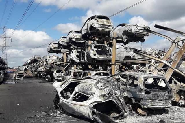 Damage to the car lot in Doncaster