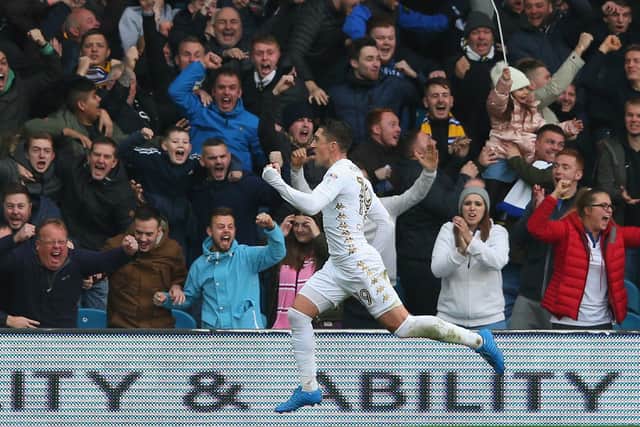 EARLY DAYS: Pablo Hernandez celebrates his strike in Leeds United's 2-1 victory at home to Middlesbrough in November 2017. Photo by Alex Livesey/Getty Images.