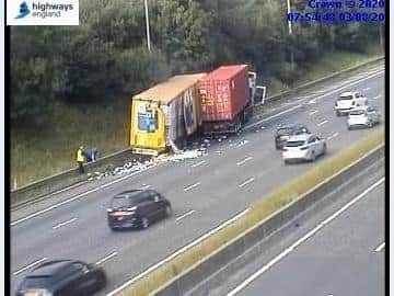 The scene of the crash on the M62 (Photo: Highways England)
