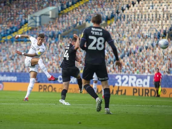 SHORTLISTED - This Leeds United strike by Ben White has been shortlisted for the Championship Goal of the Month award. Pic: Tony Johnson