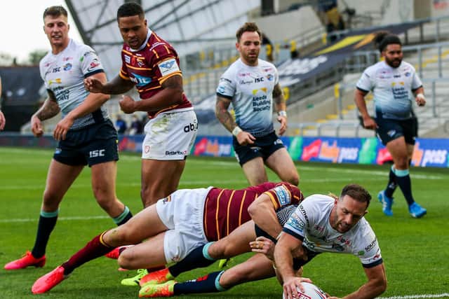 Luke Gale's late try began the Leeds fightback. Picture by James Hardisty.