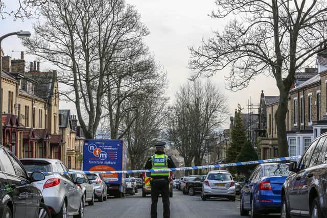 A crime scene in Bradford, which has seen some of the biggest rises in numbers of violent crime since 2011. Picture: SWNS