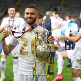 READY FOR THE PREM: Leeds United's Northern Ireland international Stuart Dallas with the Championship trophy. Photo by Michael Regan/Getty Images.