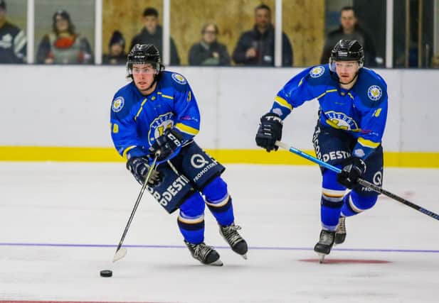Lewis Houston is hoping fellow forward Adam Barnes, right, also returns to Leeds Chiefs in order for the pair to renew their prolific partnership. 
Picture courtesy of Mark Ferriss.