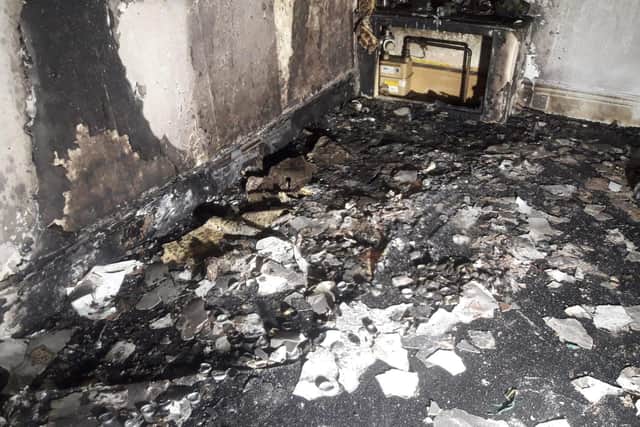 The unfortunate scene after a man lit hundreds of tea lights while trying to create a romantic proposal for his soon-to-be-fiance. Photo: South Yorkshire Fire and Rescue service.
