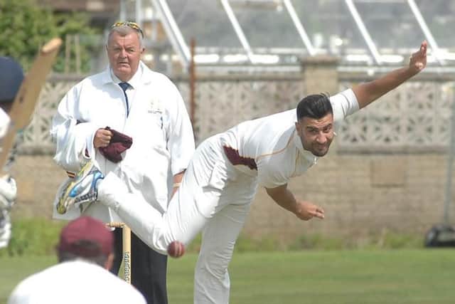MAGIC MAN: Saltaire's Sajad Ali took 10-45 to dismiss Addingham for just 82 on Saturday. Picture: Adrian Murray