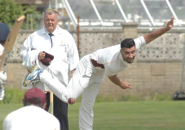 MAGIC MAN: Saltaire's Sajad Ali took 10-45 to dismiss Addingham for just 82 on Saturday. Picture: Adrian Murray