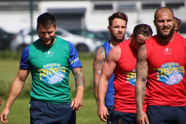 Leeds Rhinos Tom Briscoe in training with brother Luke Briscoe. Picture: Phil Daly/Leeds Rhinos/SWPIX.com.