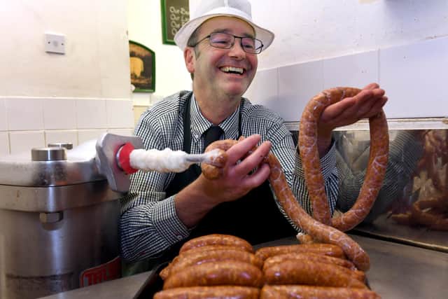 Tadcaster Butcher Nick Devine of Devine Meat's making his Bielsa sausage. Photo: Gary Longbottom