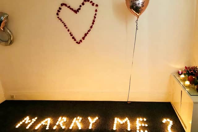 Albert Ndreu, 26, spent two weeks meticulously planning his perfect proposal after buying a ring for Valerija Madevic. CC SWNS