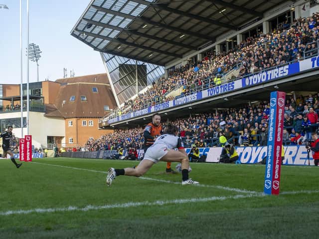 Liam Kay scored Toronto's first Super League try, against Castleford at Headingley in February. Picture by Tony Johnson.