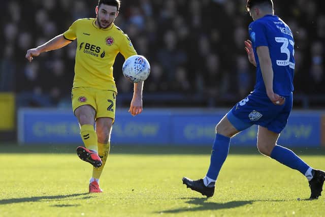 Former Leeds United defender Lewie Coyle in action for Fleetwood Town. (Getty)