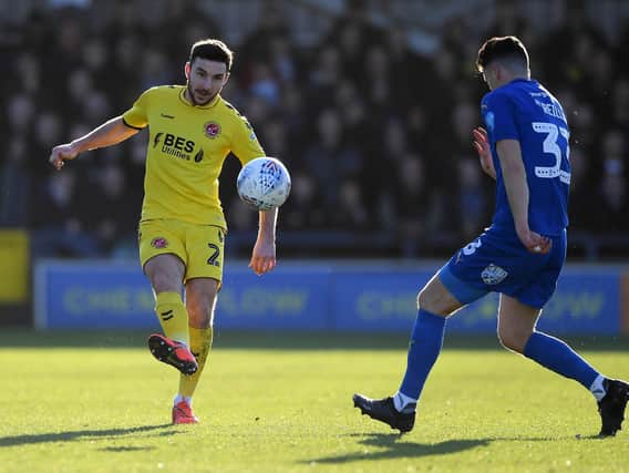 Former Leeds United defender Lewie Coyle in action for Fleetwood Town. (Getty)