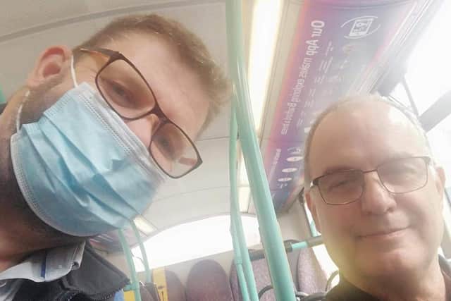Leeds United manager Marcelo Bielsa on the bus to Elland Road.