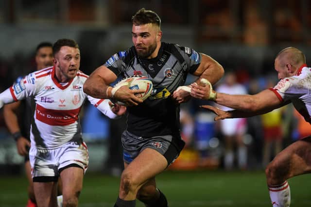 Mike McMeeken, pictured against Hull KR in February, is included in Tigers' squad, but expected to join Catalans next year. Picture by Jonathan Gawthorpe.