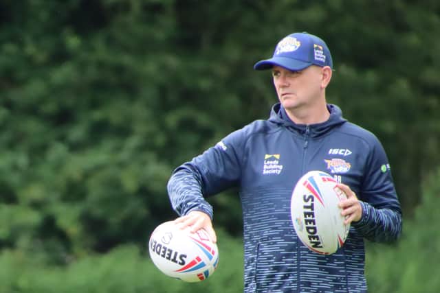 James Webster and Richard Agar ar Rhinos training. Picture: Phil Daly.