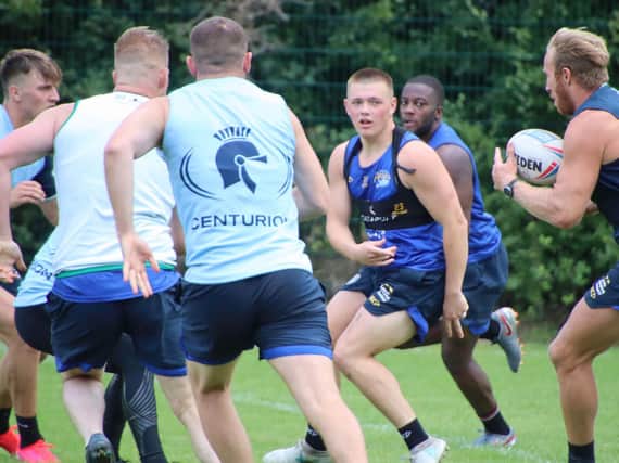 Callum McLelland (number 23) calls the shots at training. Picture by Phil Daly.