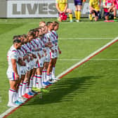 Trinity's players line up before kick-off against Wigan. Picture by Alex Whitehead/SWpix.com.