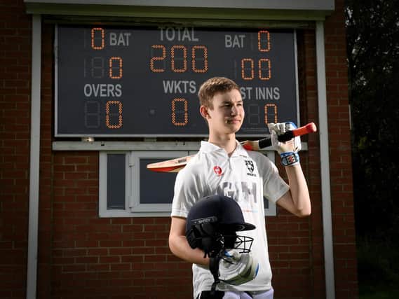 Ben Whitaker, 16, of Calverley, who scored a double century in a senior match at Rodley Cricket Club on Saturday. Picture: Simon Hulme