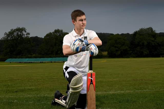 Ben Whitaker, 16, of Calverley, who scored a double century in a senior match at Rodley Cricket Club on Saturday. Picture: Simon Hulme