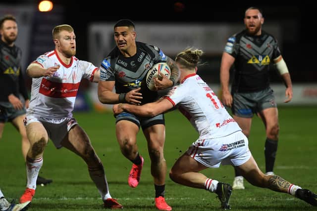 Castleford's Peter Mata'utia in possession against Hull KR earlier this season. Picture by Jomnathan Gawthorpe.