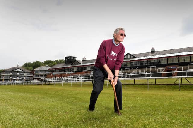 Norman Gundill checking conditions at Pontefract Racecourse. Picture: Simon Hulme/JPIMedia.