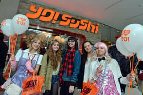 The opening party of YO! Sushi in Trinity Leeds in 2013. Pictured: Two Leeds Japarrazi Girls, Natasha Southam, left and Nelle Choudry. Photo: Mike Cowling