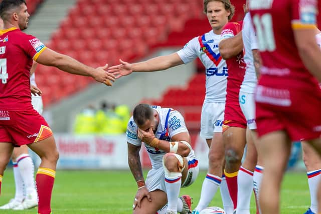 Wakefield Trinity after humiliating loss (PIC:Bruce Rollinson/JPIMedia)