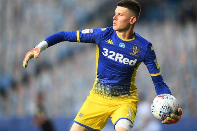 IMPRESSING: Leeds United's 20-year-old French goalkeeper Illan Meslier, who has kept seven clean sheets in ten league games. Photo by Michael Regan/Getty Images.