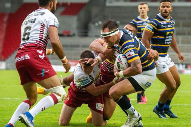 Bodene Thompson during hsi debut against Wigan. Picture by Bruce Rollinson.