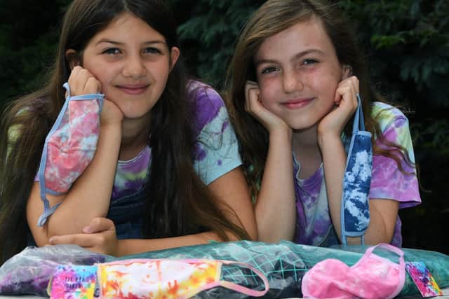The 'Tie Dye Girls' Ivy Webb and Florence Wood, right, both aged ten. Picture: Jonathan Gawthorpe