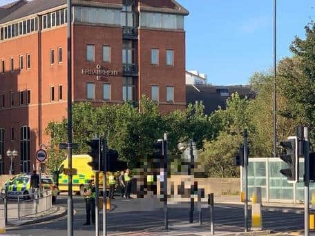 A man was rescued by fire services after jumping into the River Aire in Leeds.
