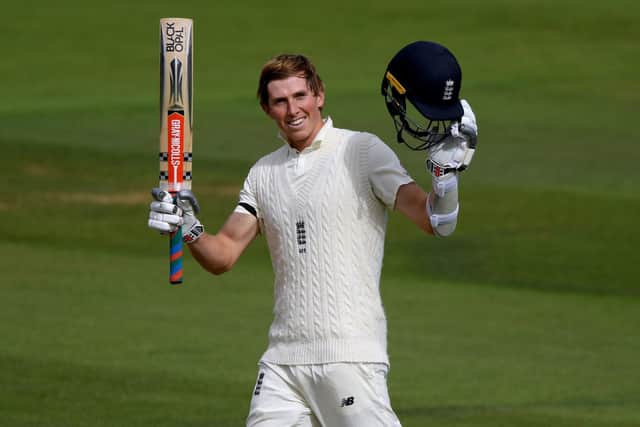 England's Zak Crawley celebrates his century.