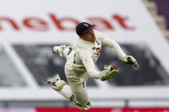 England's Jos Buttler catches out Pakistan's Shaheen Shah Afridi at the Ageas Bowl. Picture: Alastair Grant/NMC Pool/PA