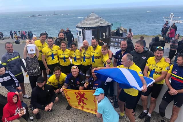 The Pilgrim Bandits with supporters in Land's End
