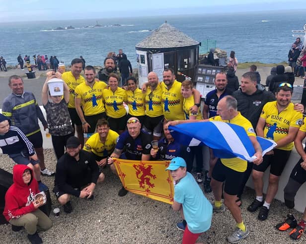 The Pilgrim Bandits with supporters in Land's End