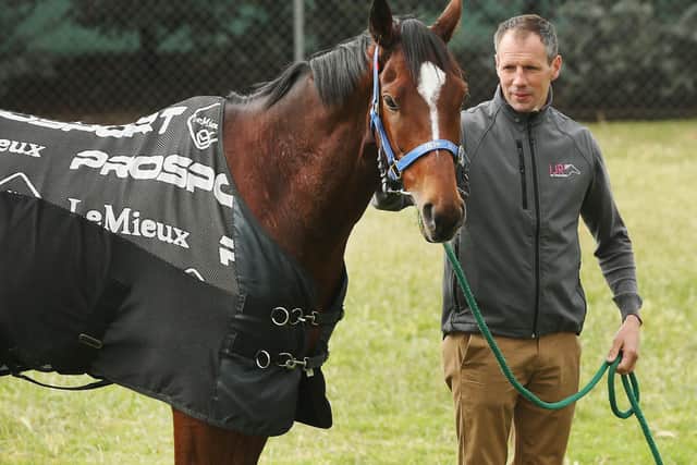Trainer Iain Jardine with Musselburgh runner Nakeeta. Picture: Michael Dodge/Getty Images.