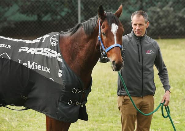 Trainer Iain Jardine with Musselburgh runner Nakeeta. Picture: Michael Dodge/Getty Images.