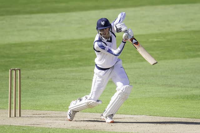 Yorkshire's George Hill hits out against Lancashire. Picture by Allan McKenzie/SWpix.com