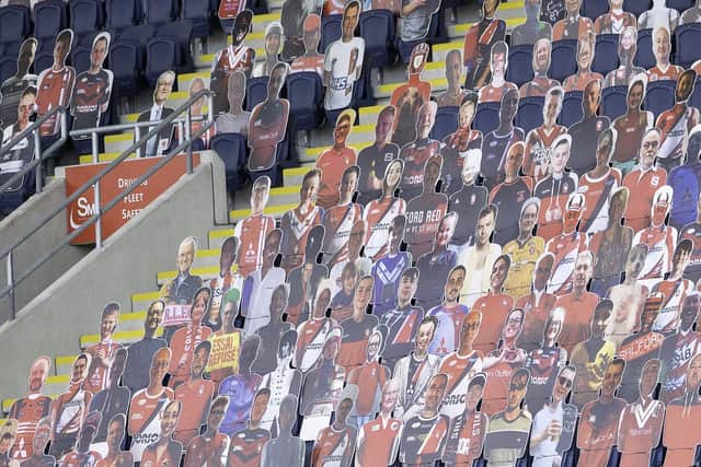 Since March the only fans allowed into games have been cardcboard cut outs. Picture by Allan McKenzie/SWpix.com.