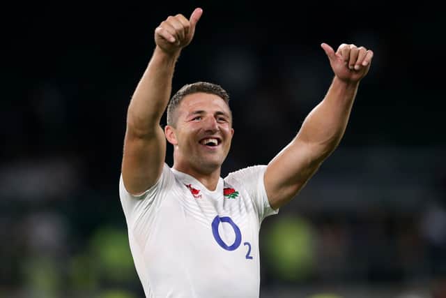 Rugby league convert Sam Burgess pictured playing for England in the 2015 Rugby Union World Cup. David Davies/PA Wire.
