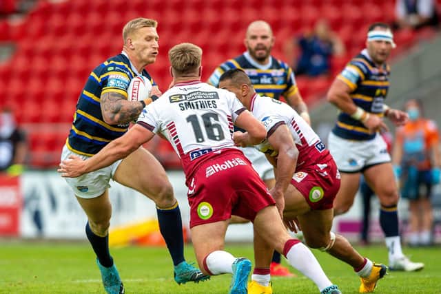 Mikolaj Oledzki on the attack for Leeds Rhinos against Wigan Warriors earlier this month. Picture: Bruce Rollinson.