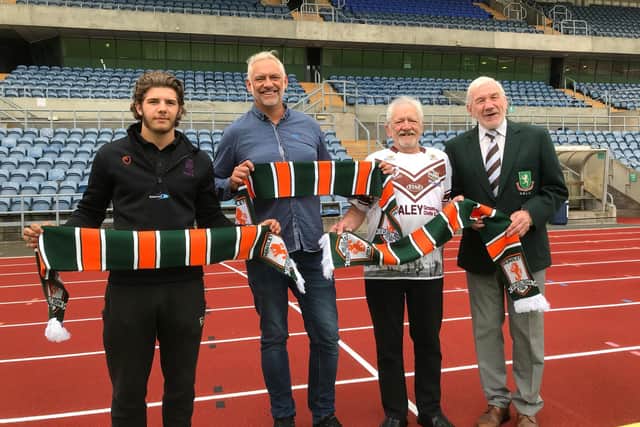 Hunslet chairman Ken Sykes, right with Oliver, Jason and David Peterkin.