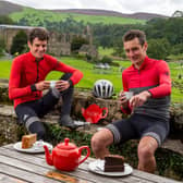 Olympians Jonny and Alistair Brownlee enjoy a cup of Yorkshire Tea at the Tea Cottage in Bolton Abbey to help promote an initiative aimed at helping cafes. Picture: Bruce Rollinson