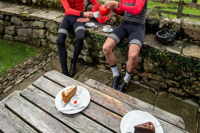 Olympians Jonny and Alistair Brownlee enjoy a cup of Yorkshire Tea at the Tea Cottage in Bolton Abbey to help promote an initiative aimed at helping cafes.
Picture: Bruce Rollinson
