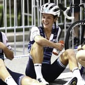 Lizzie Deignan (right) recovers with team-mate Elisa Longo Borghini after winning La Course by Le Tour de France 2020. Picture: Alex Whitehead/SWpix.com