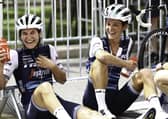 Lizzie Deignan (right) recovers with team-mate Elisa Longo Borghini after winning La Course by Le Tour de France 2020. Picture: Alex Whitehead/SWpix.com