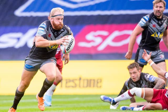 Tigers' forward Oliver Holmes switched to the centre against Wigan after James Clare's injury. Picture: Allan McKenzie/SWpix.com.