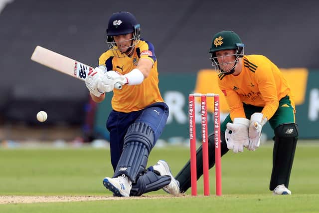 TOP MAN: Joe Root pulls the ball to the leg side during his innings of 65 at Trent Bridge, although the visitors were denied in a six-wicket victory for the hosts. Picture: Mike Egerton/PA