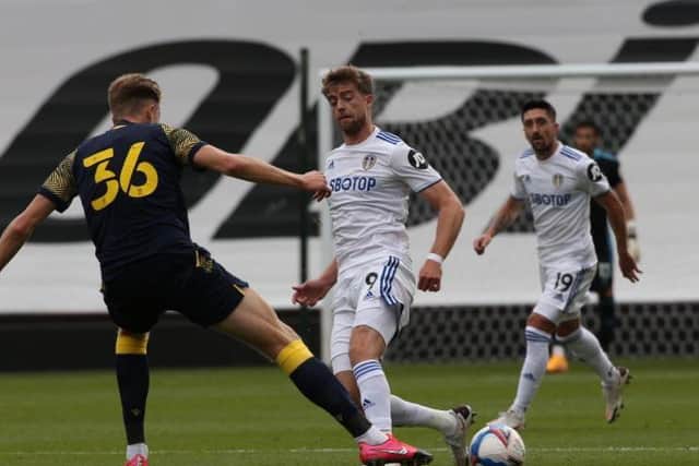 Patrick Bamford in action at Stoke City in Wednesday's pre-season clash. (Credit: LUFC)